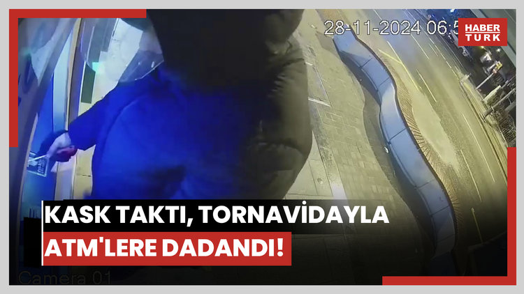 Kask taktı, tornavidayla ATM'lere dadandı!