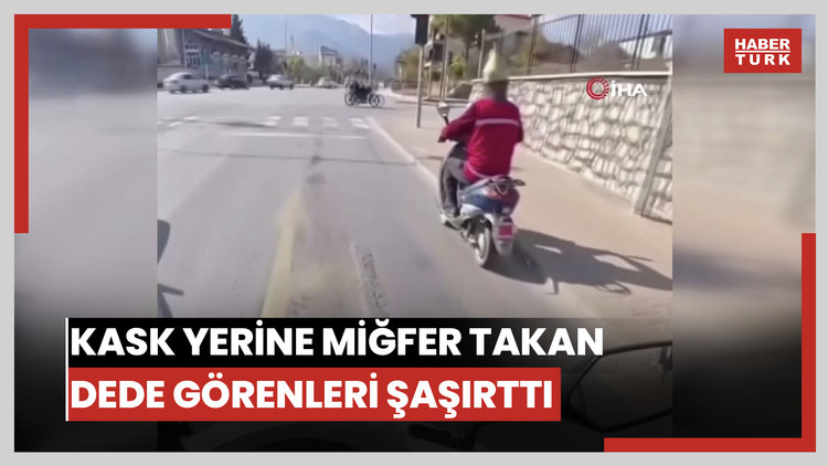 Kask yerine miğfer takan dede görenleri şaşırttı