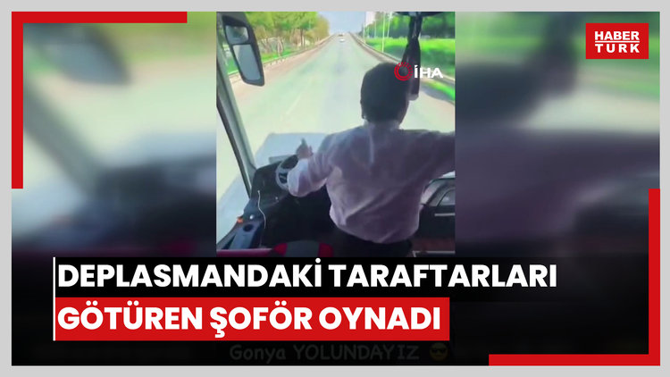 Taraftarları deplasmana götüren şoför araç seyir halindeyken ayağa kalkıp böyle oynadı