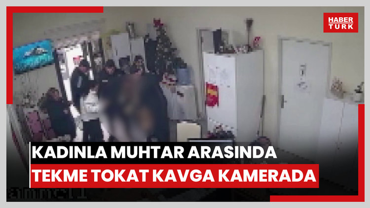 Pendik'te belge almaya gelen kadınla muhtar arasında tekme tokat kavga kamerada