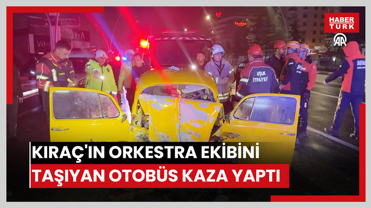 Kıraç'ın orkestra ekibini taşıyan otobüs kaza yaptı