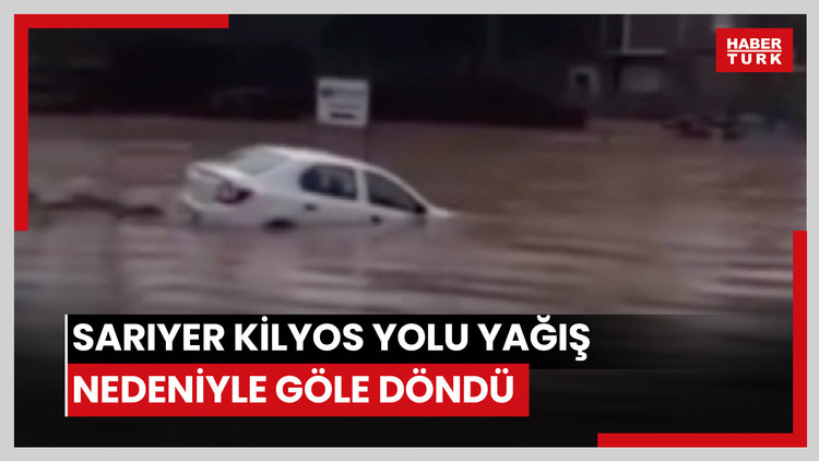 Sarıyer Kilyos yolu yağış nedeniyle göle döndü