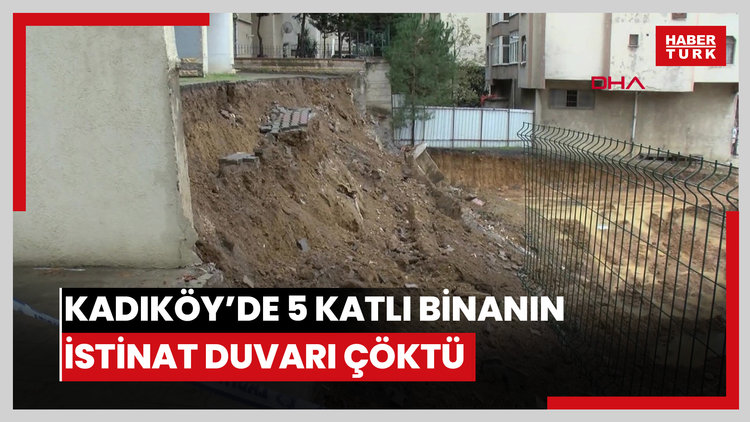Kadıköy'de 5 katlı binanın istinat duvarı çöktü