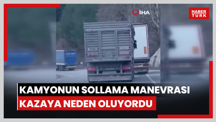 Kamyonun sollama manevrası kazaya neden oluyordu: O anlar kamerada