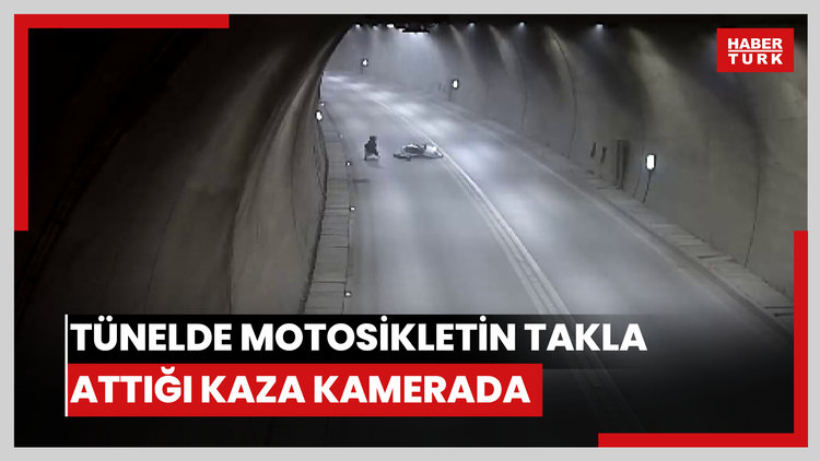 Tünelde motosikletin takla attığı kaza kamerada
