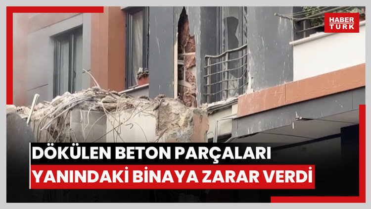 Avcılar'da yıkım sırasında dökülen beton parçaları yanındaki binaya zarar verdi