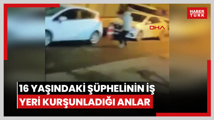 Sancaktepe'de 16 yaşındaki şüphelinin iş yeri kurşunladığı anlar kamerada