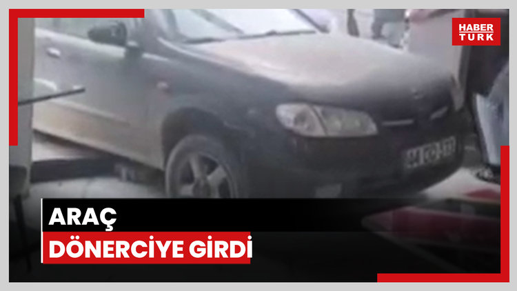 Kontrolden çıkan araç dönerciye böyle girdi