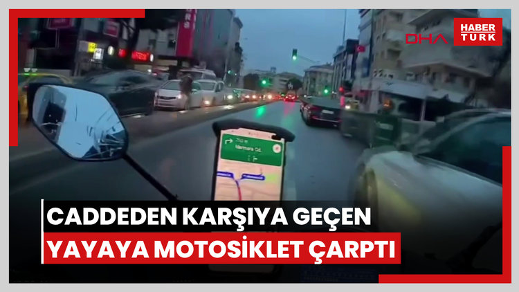Maltepe'de kırmızı ışıkta caddeden karşıya geçen yayaya motosiklet çarptı