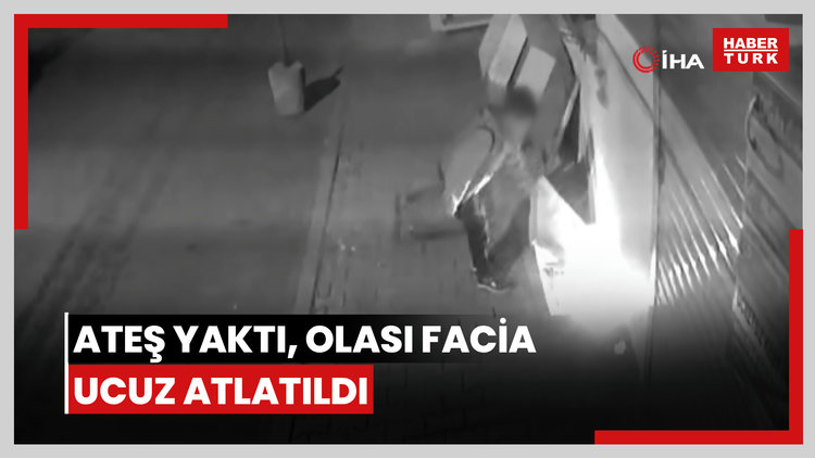 Kepenk ile dükkan aralığında ateş yaktı, olası facia ucuz atlatıldı: O anlar kamerada