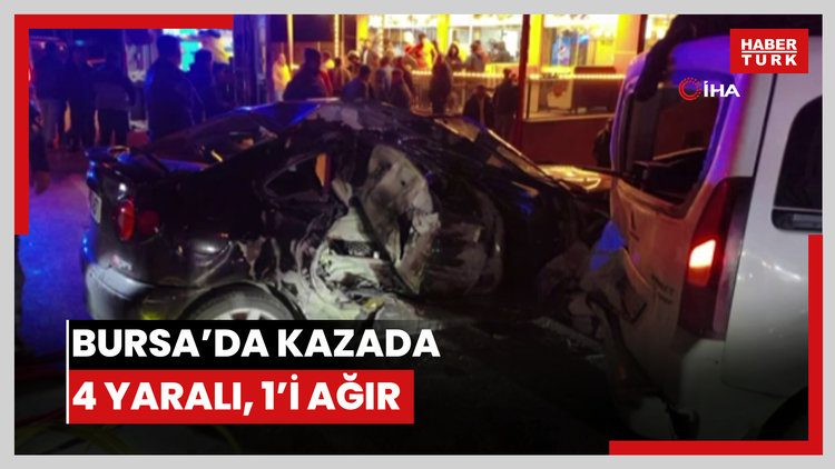 Bursa'da otomobil park halindeki araca böyle çarptı : 1'i ağır 4 yaralı