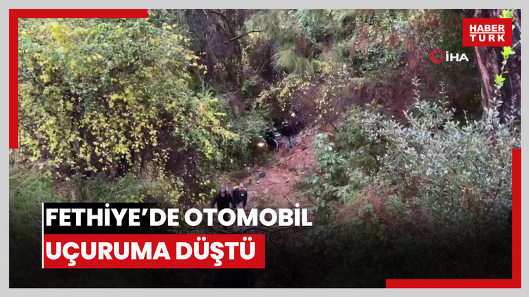 Fethiye'de otomobil uçuruma düştü