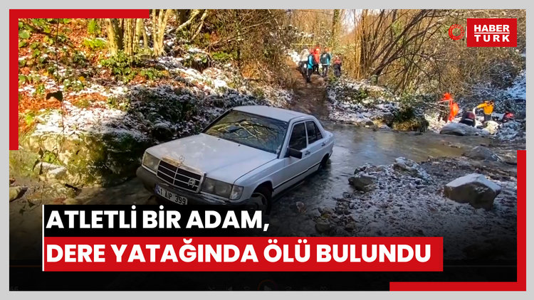 Karlı havada atletli bir adam, dere yatağında otomobilden 10 metre uzaklıkta ölü bulundu
