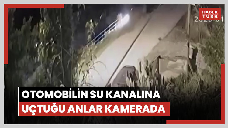 Otomobilin su kanalına uçtuğu anlar kamerada