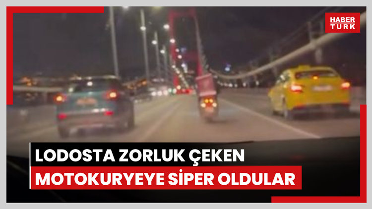 Lodosta zorluk çeken motokuryeye siper oldular