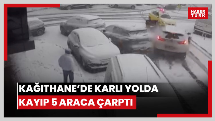 Kağıthane'de karlı yolda kayıp 5 araca çarptı; motokurye ölümden döndü taksici alkollü çıktı