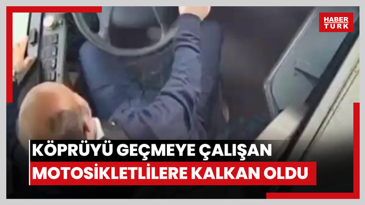 Metrobüs şoförü, lodosta 15 Temmuz Şehitler Köprüsünü geçmeye çalışan motosikletlilere kalkan oldu