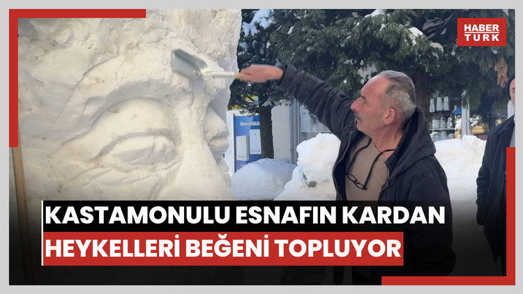 Kastamonulu esnafın kardan heykelleri beğeni topluyor