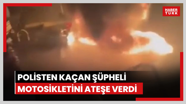 Pendik'te polisten kaçan şüpheli motosikletini ateşe verdi