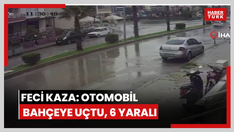 Feci kaza: Otomobil bahçeye uçtu, 6 yaralı