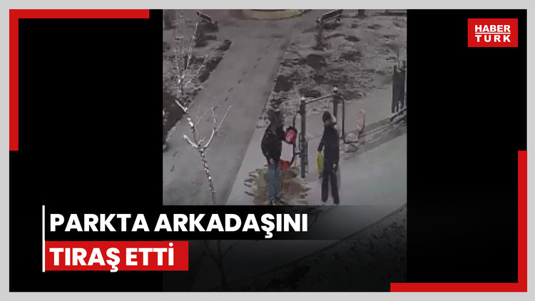 Parkta arkadaşını tıraş etti