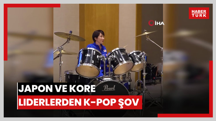 Japonya ve Güney Kore liderlerinden K-pop şarkıları eşliğinde bateri şov