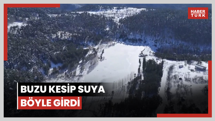 Üzerinde çökertme oynadığı, buzu kesip suya böyle girdi