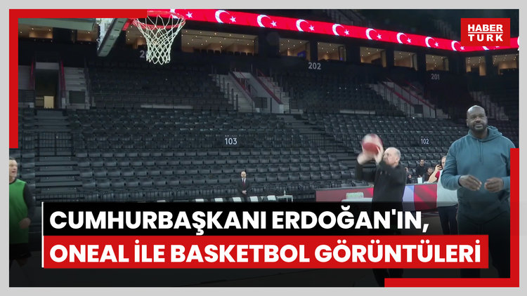 Cumhurbaşkanı Erdoğan'ın, eski NBA oyuncusu Shaquille ONeal ile basketbol görüntüleri paylaşıldı