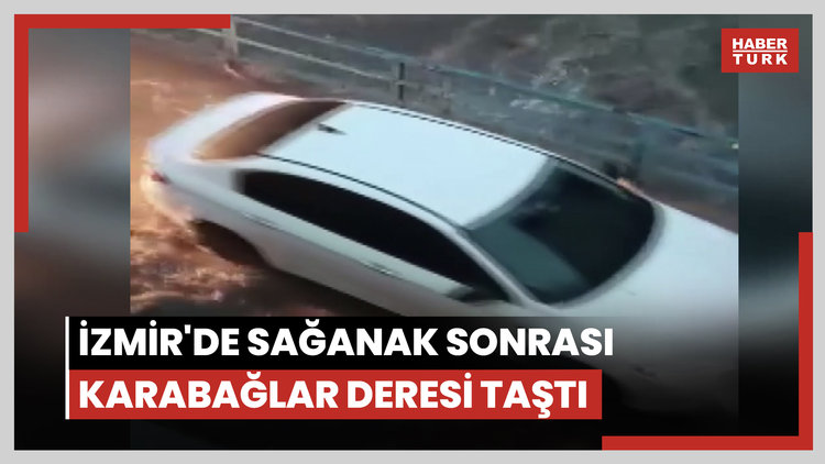 İzmir'de sağanak sonrası Karabağlar Deresi taştı