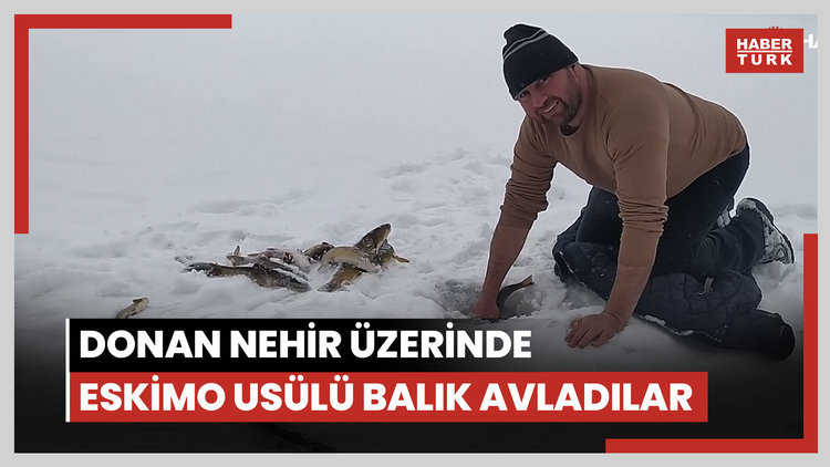 Türkiye'nin en uzun nehri dondu: Üzerinde eskimo usülü balık avladılar