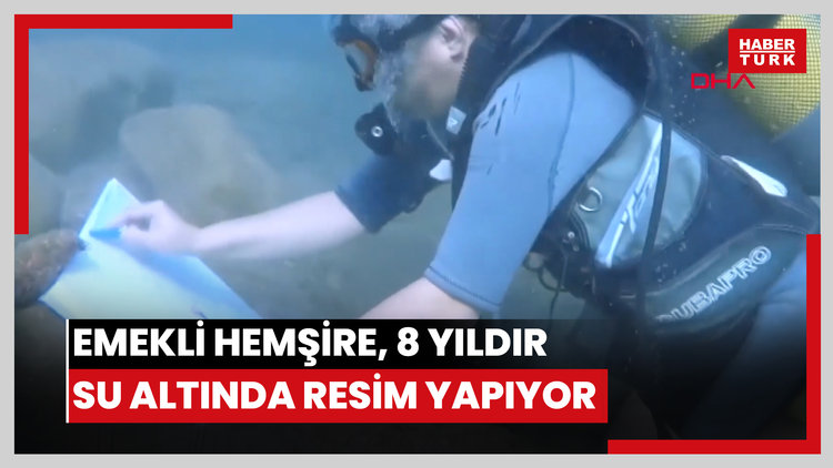 Emekli hemşire, 8 yıldır su altında resim yapıyor
