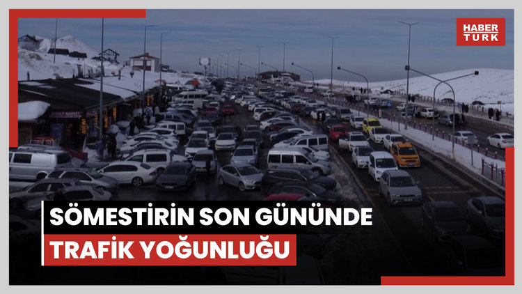 Erciyes Kayak Merkezi'nde sömestirin son gününde trafik yoğunluğu