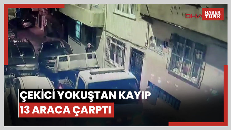 Esenler'de otomobilin yüklendiği çekici yokuştan kayıp 13 araca çarptı