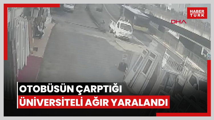 Köpekten kaçarken otobüsün çarptığı üniversiteli ağır yaralandı, kaza kamerada