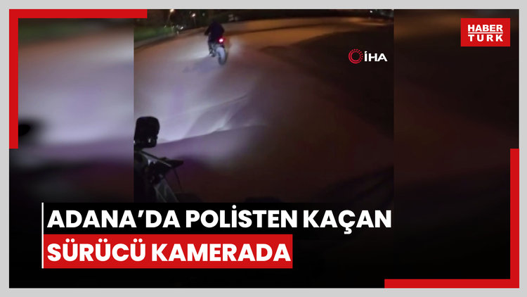 Adana'da polisin "dur" ihtarına uymayarak kaçan sürücünün kovalamaca anı kamerada