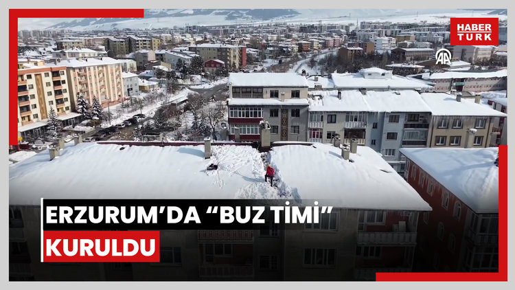 Erzurumda kışın çatılardaki tehlikeye karşı profesyonel dağcılar "buz timi" kurdu