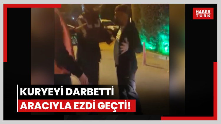 Kuryeyi darbetti, aracıyla ezdi geçti!