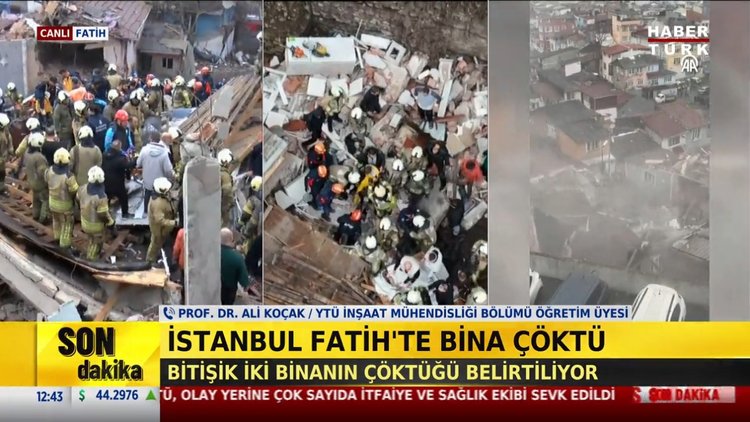 İstanbul Fatih'te bina çöktü