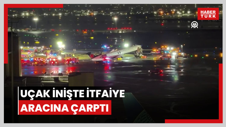 ABD'nin New York kentinde uçak, havalimanına inişi sırasında itfaiye aracına çarptı