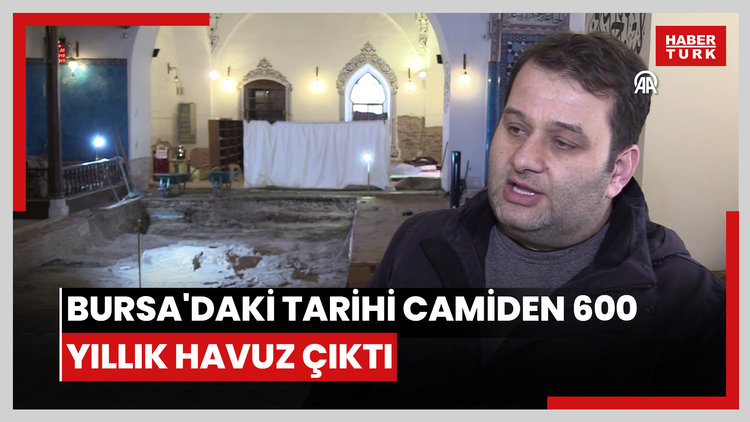 Bursa'daki Tarihi camiden 600  yıllık havuz çıktı