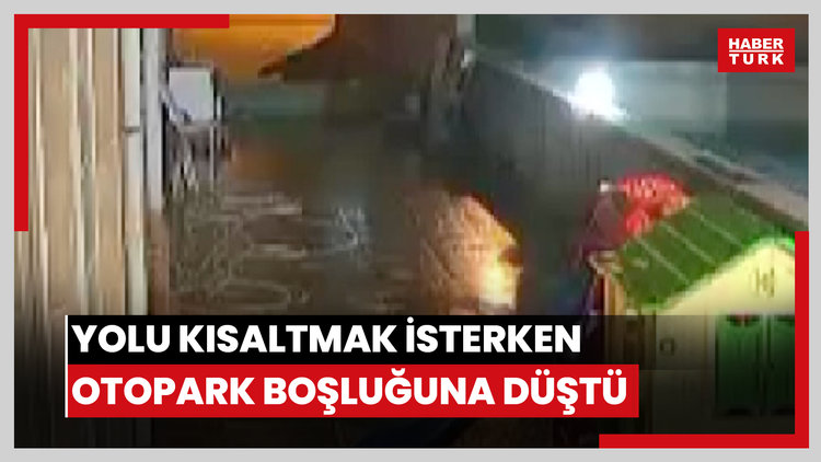 Yolu kısaltmak isterken otopark boşluğuna düştü