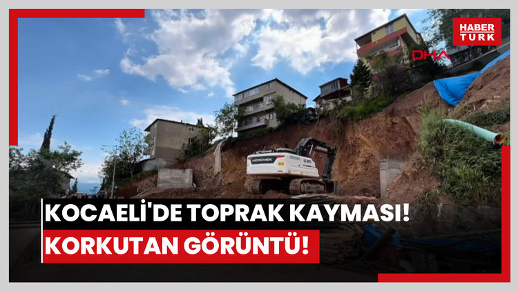 Kocaeli'de toprak kayması! Korkutan görüntü!