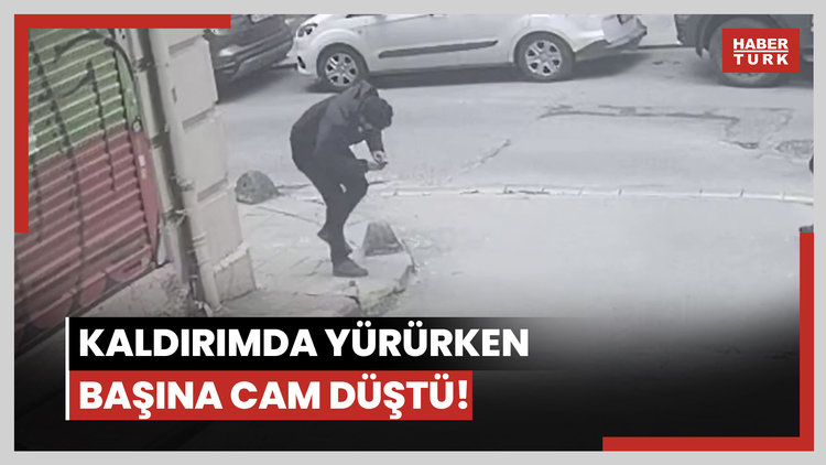 Kaldırımda yürürken başına cam düştü!