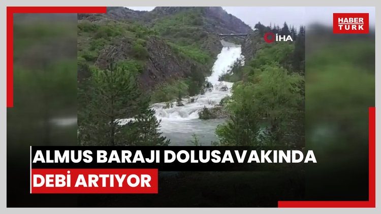 Almus barajı dolusavakında debi artıyor