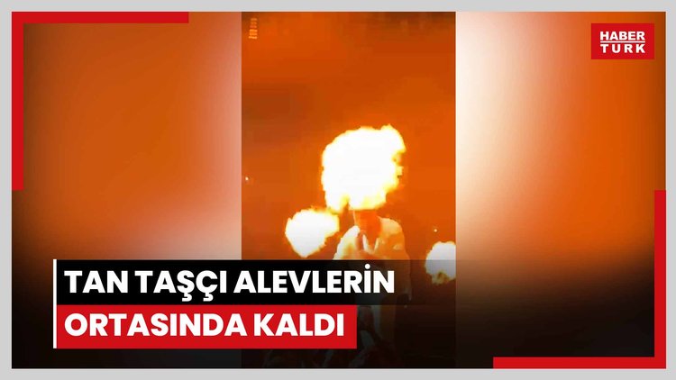 Tan Taşçı alevlerin ortasında kaldı: Konserde panik yaratan an