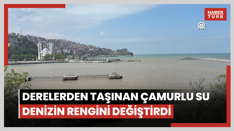 Zonguldak'ta derelerden taşınan çamurlu su denizin rengini değiştirdi