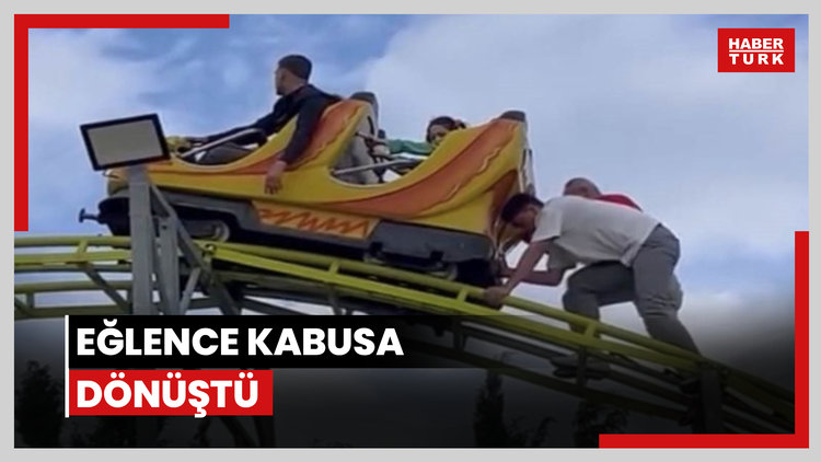 Eğlence kabusa döndü! Dakikalarca baş aşağı kaldılar