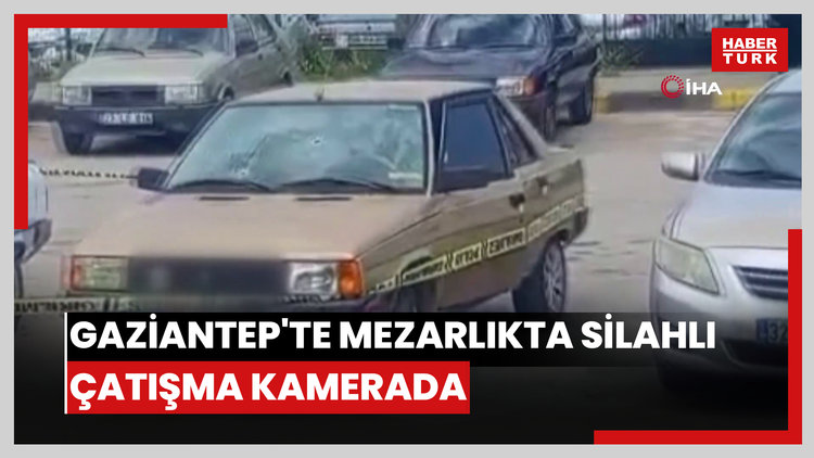 Gaziantep'te mezarlıkta silahlı çatışma kamerada ,husumetli aileler cenazede denk geldi, silahlar konuştu
