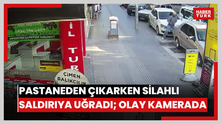 Pastaneden çıkarken silahlı saldırıya uğradı; olay kamerada