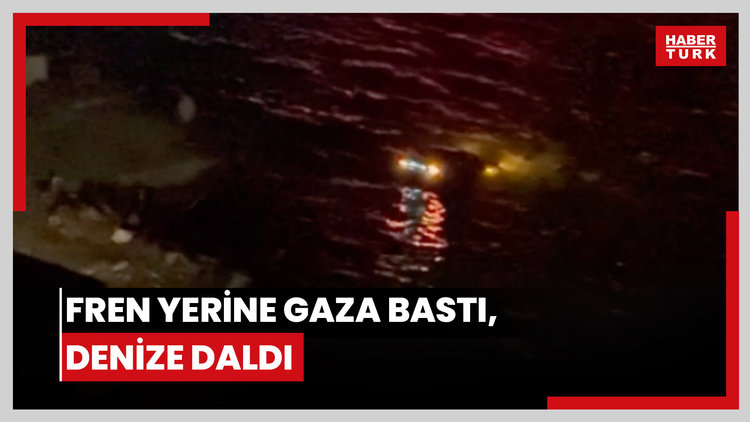 Fren yerine gaza bastı, denize daldı